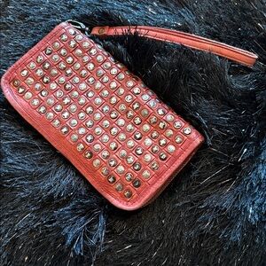 The Platania Soft Luxury Italian Leather Wallet  Wristlet Red